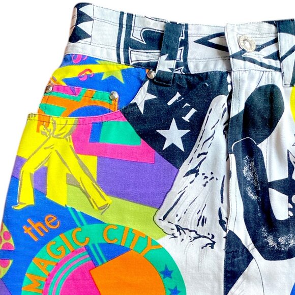 Versace Vintage 80's 90's NY Big City Statue Liberty RARE Versace Jean Skirt XS - Picture 9 of 15